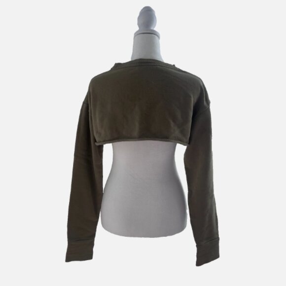 GYMSHARK Super Cropped Sweater in Washed Khaki Size XS ATHLEISURE MUSCLE MOMMY - Picture 3 of 5